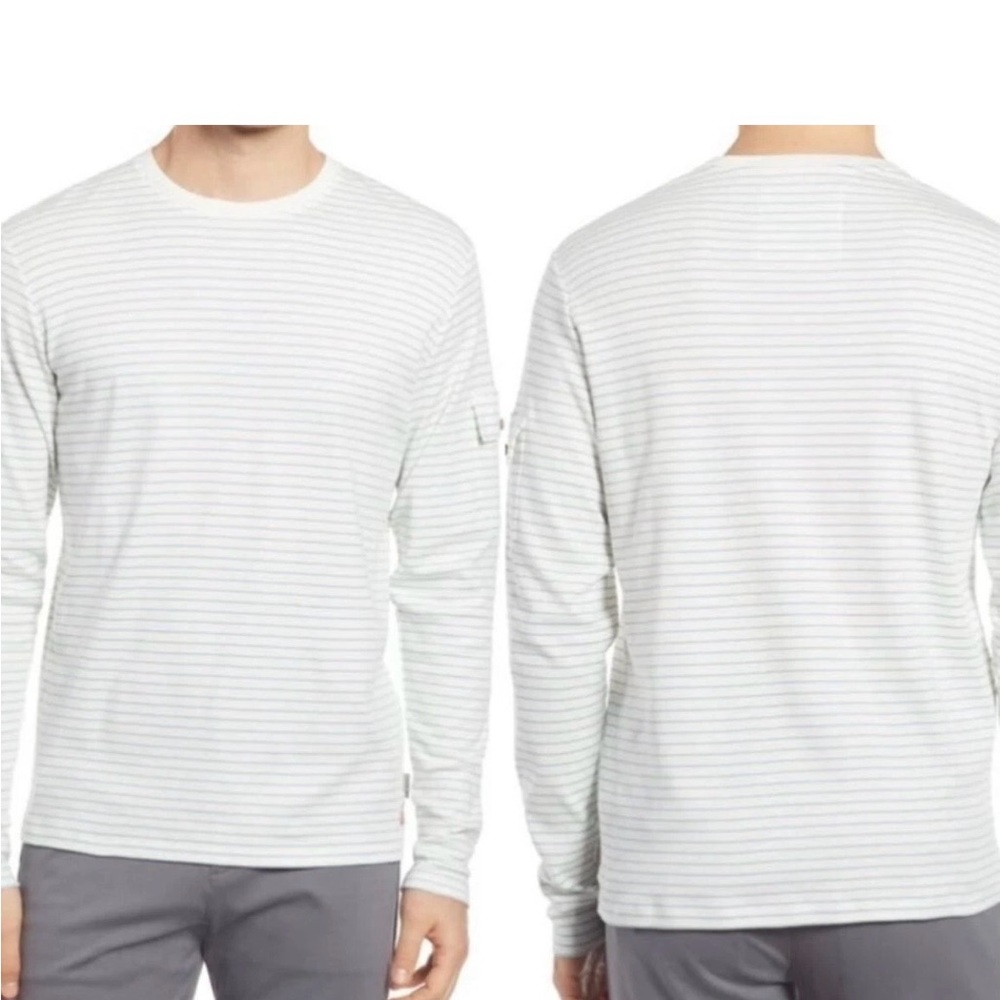 Ted Baker White and Gray Striped Long Sleeve Shirt